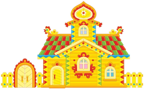 Cabina de madera ornamentada — Vector de stock