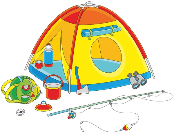 Camping tent van een toerist — Stockvector
