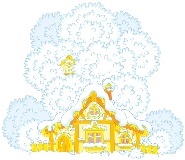 Snow-covered small hut — Stock Vector