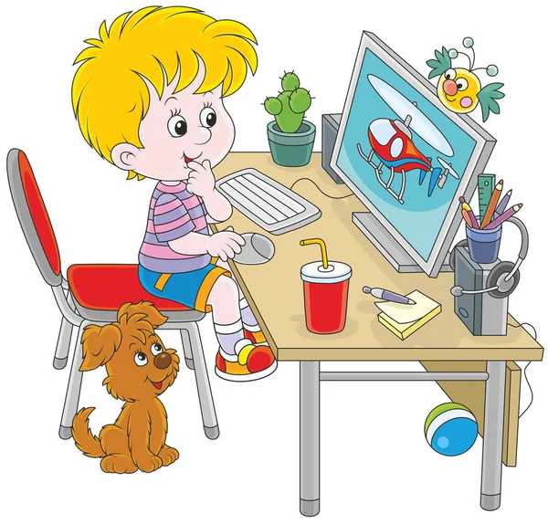 Kleine computer gamer — Stockvector