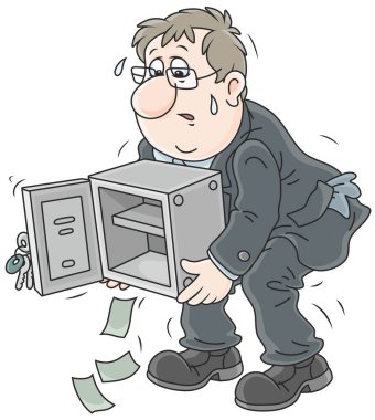Businessman with an empty safe clipart