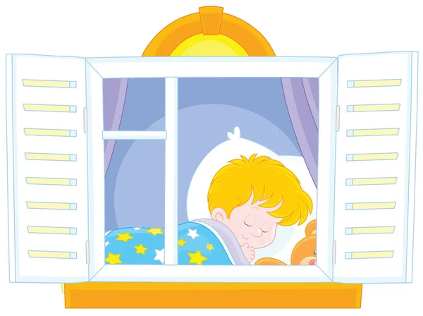 Pequeño niño durmiendo — Vector de stock