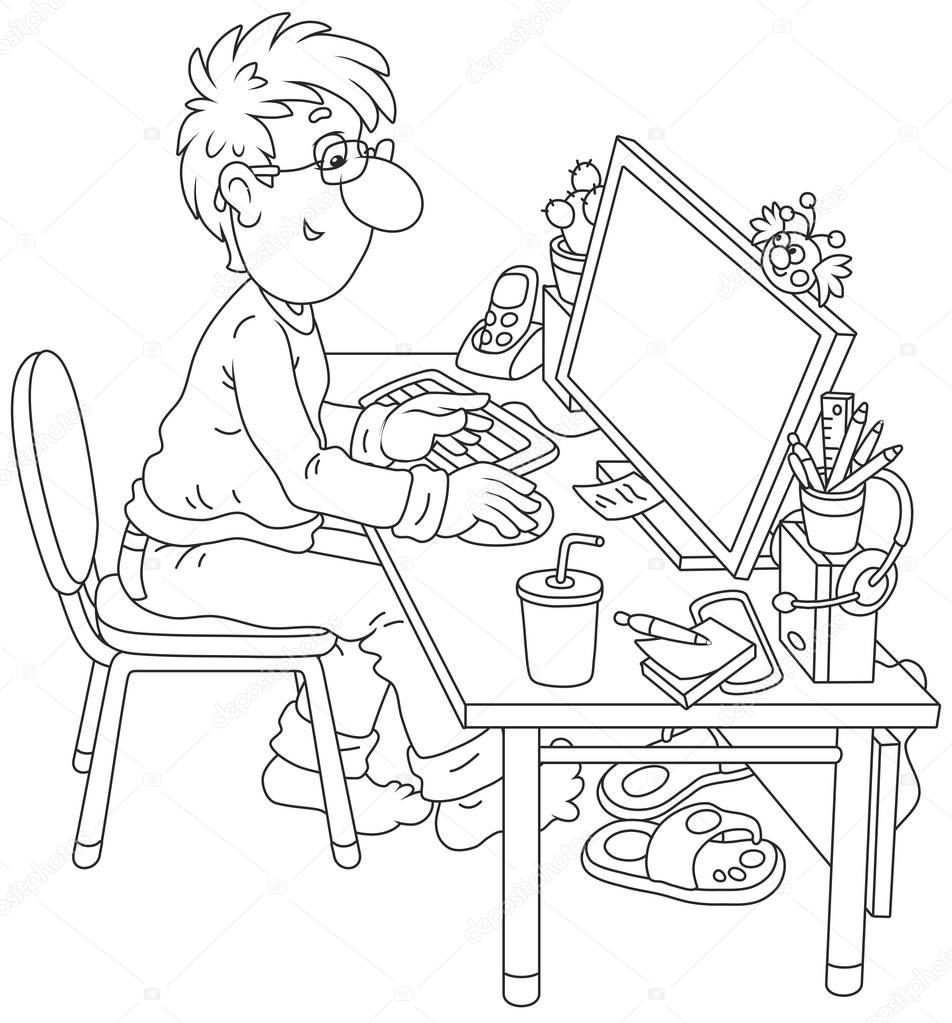 Computer user at work