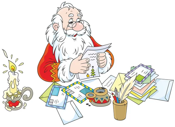 Papai Noel ler cartas —  Vetores de Stock