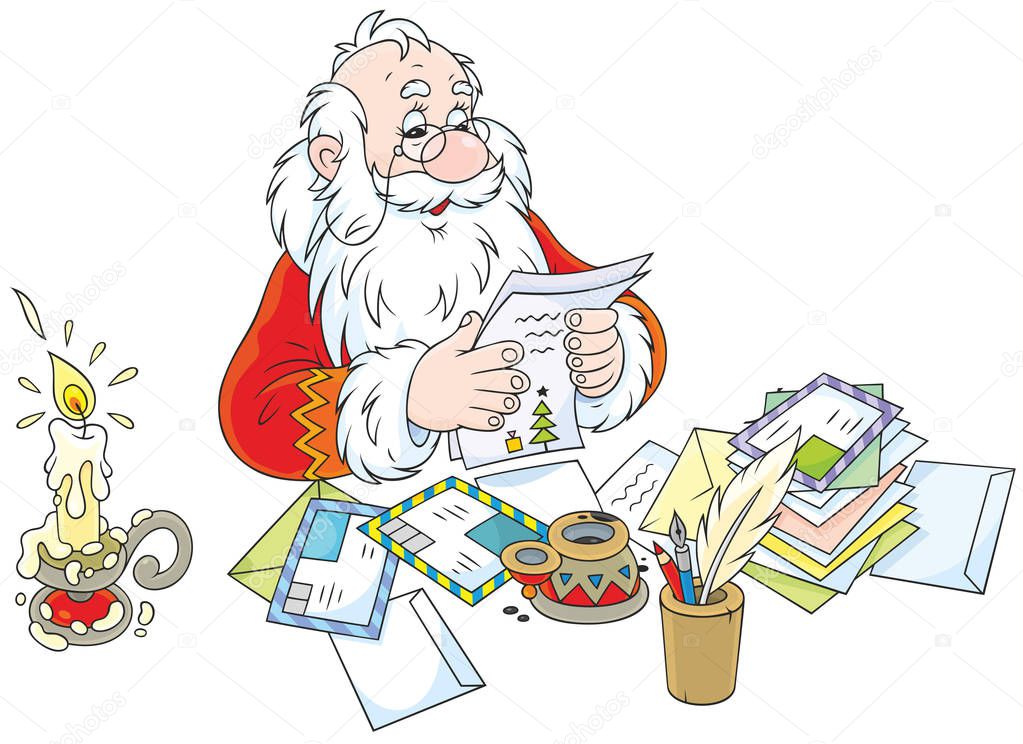 Santa Claus reading letters