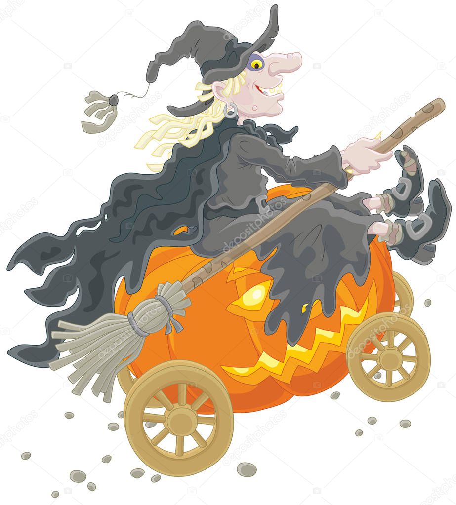 Halloween witch with a pumpkin