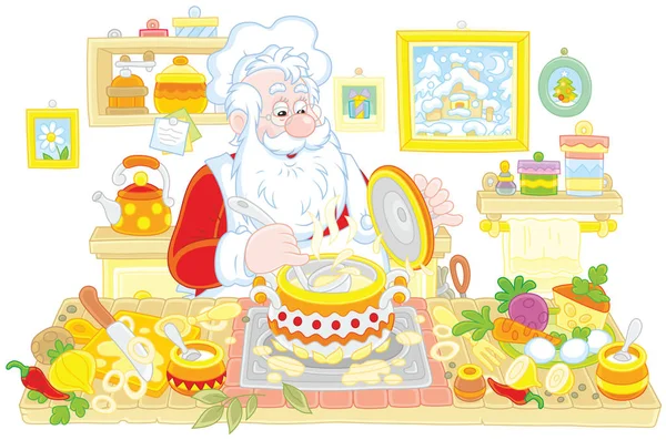 Santa Claus cocinar — Vector de stock