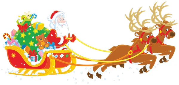 Christmas Sleigh of Santa Claus — Stock Vector