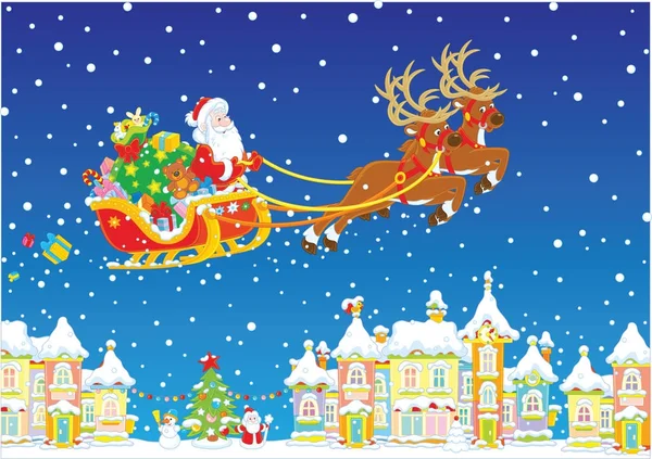 Christmas Sleigh of Santa Claus — Stock Vector