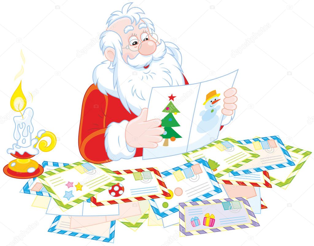 Santa Claus reading letters
