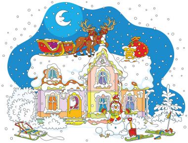 Noel Baba Noel kızak çatıda