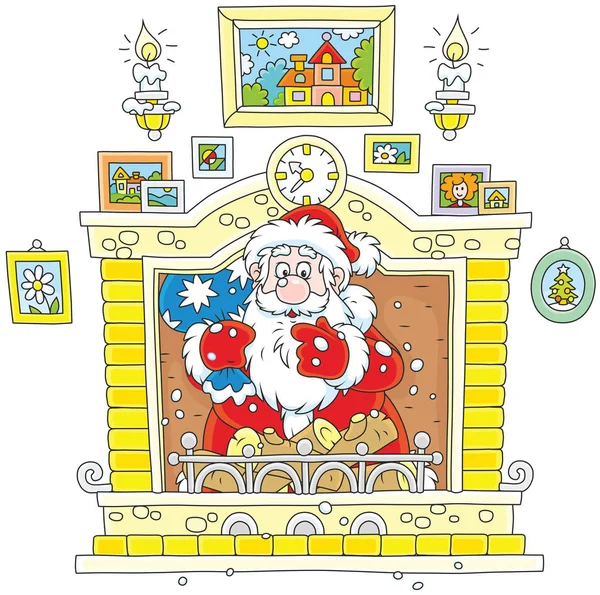 Noel Baba Bacadan Aşağı Geldi — Stok Vektör