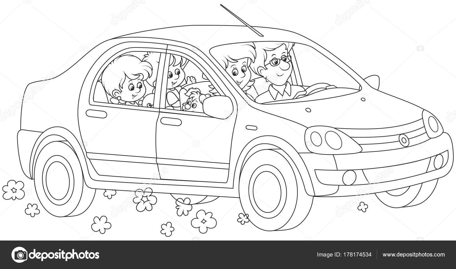 Ilustración Vectorial Blanco Negro Una Familia Feliz Con Niños Pequeños  Vector de stock #178174534 de ©AlexBannykh, image size:1600x944