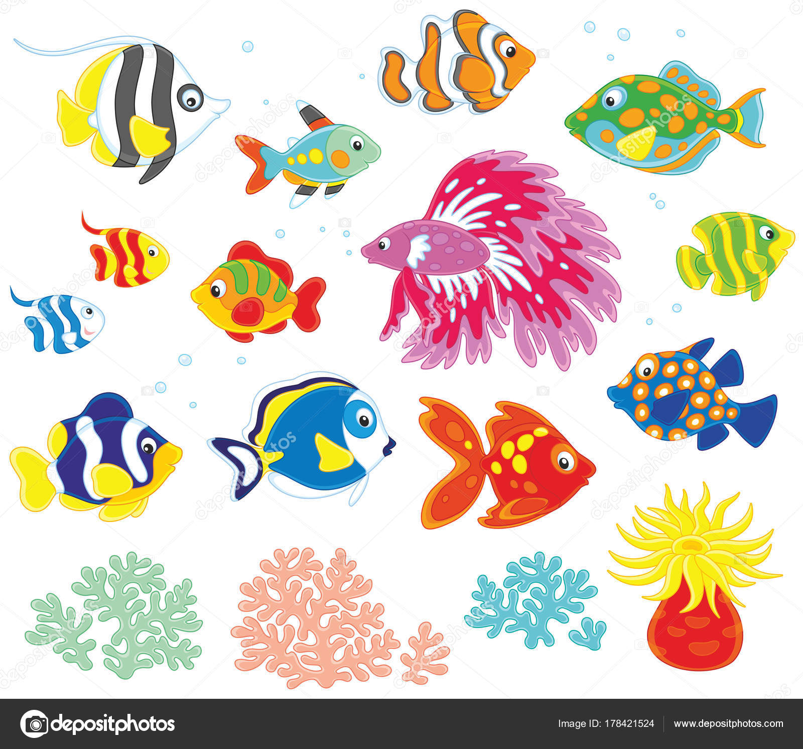 Vector Set Colorful Fishes Cartoon Style Stock Vector Image by ©AlexBannykh #178421524 Vector Set Colorful Fishes Cartoon Style Stock Vector Image by ©AlexBannykh #178421524
