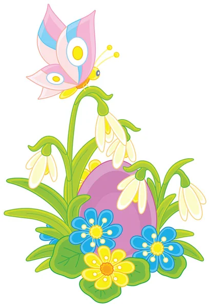 Easter Egg Bloemen Vlinder — Stockvector