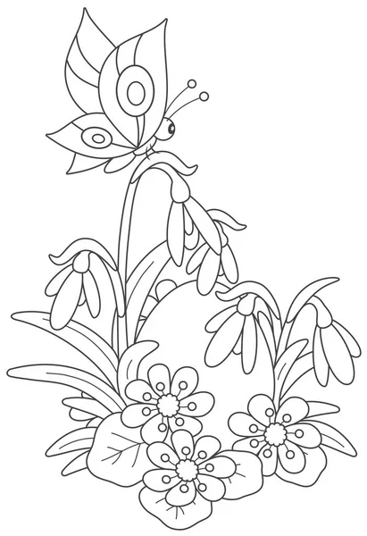 Easter Egg Bloemen Vlinder — Stockvector