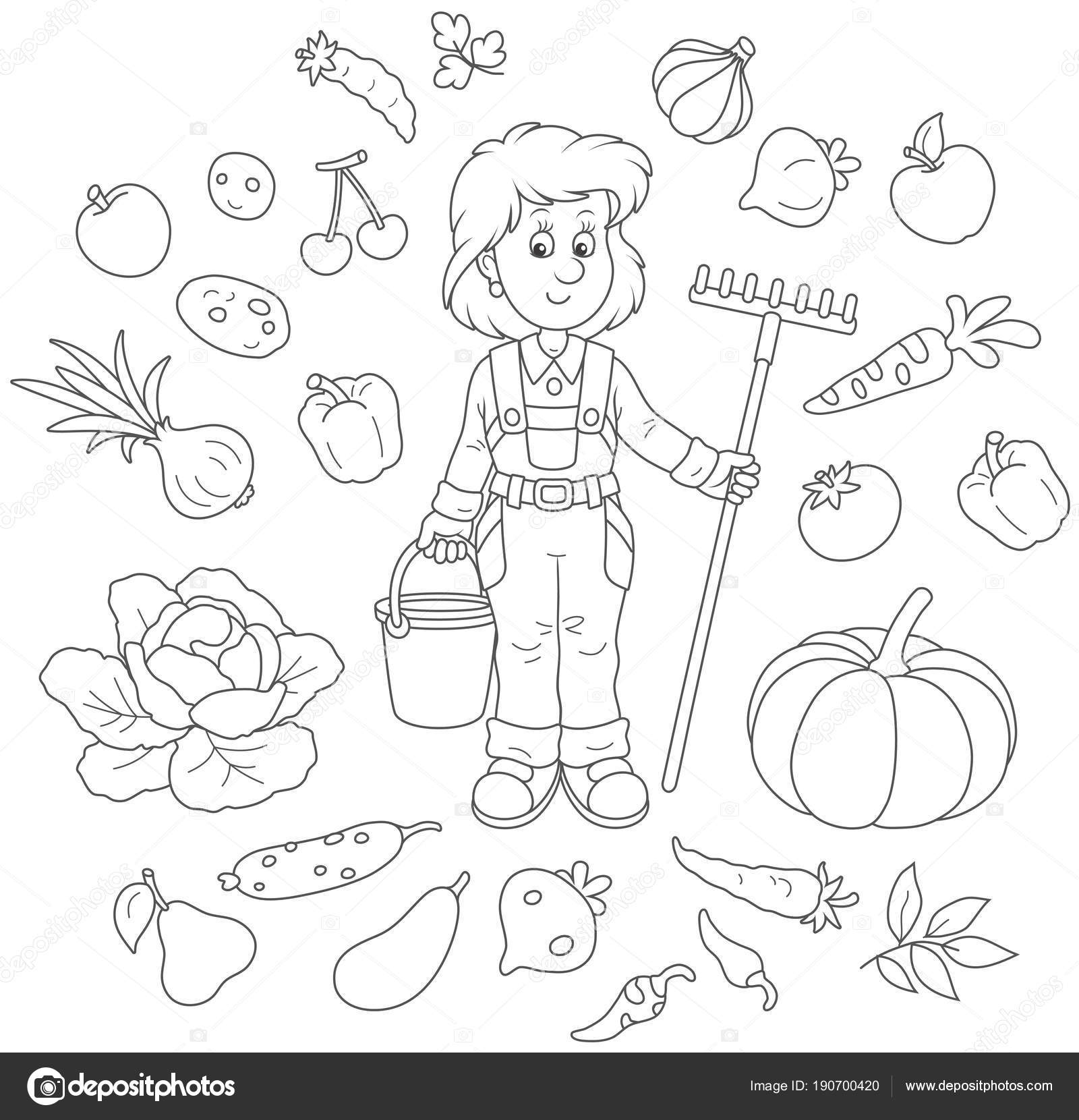 Imágenes: huerta para dibujar | Sonriendo Jardinero Chica Sosteniendo