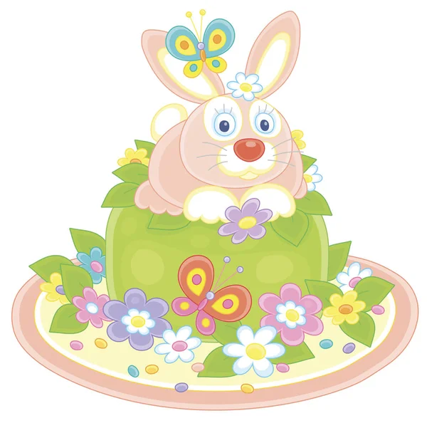 Fancy Easter Toy Hat Made Sweet Holiday Cake Cute Pink — Stockvector