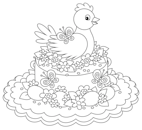 Fancy Easter Toy Hat Made Sweet Holiday Cake Cute Small — Stock Vector