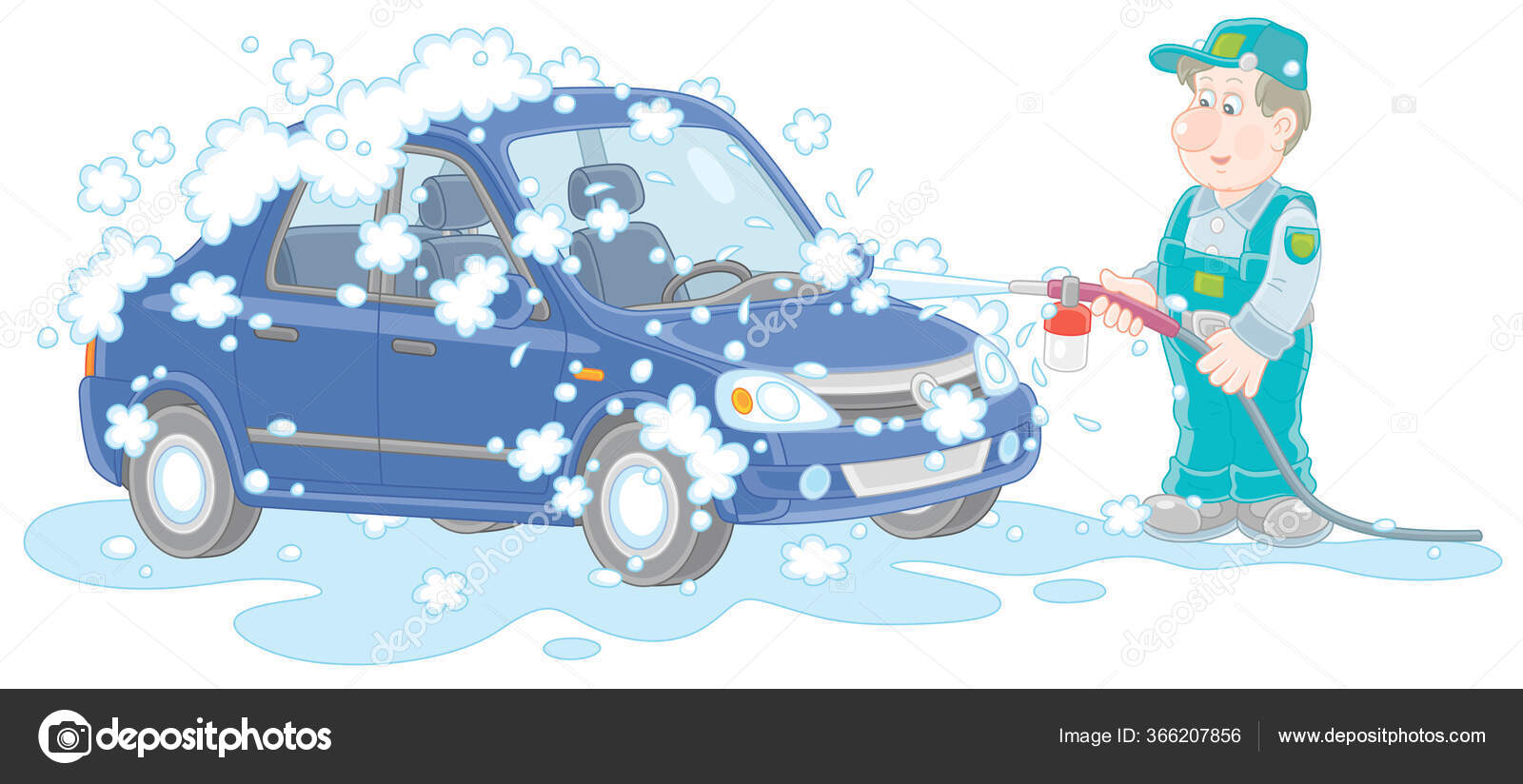 Car Wash Funny Worker Uniform Washing Automobile Auto Shampoo Pressured Stock Vector Image by ©AlexBannykh #366207856 Car Wash Funny Worker Uniform Washing Automobile Auto Shampoo Pressured Stock Vector Image by ©AlexBannykh #366207856