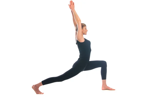 Vrouw Yoga Vormen Geïsoleerd Witte Achtergrond — Stockfoto