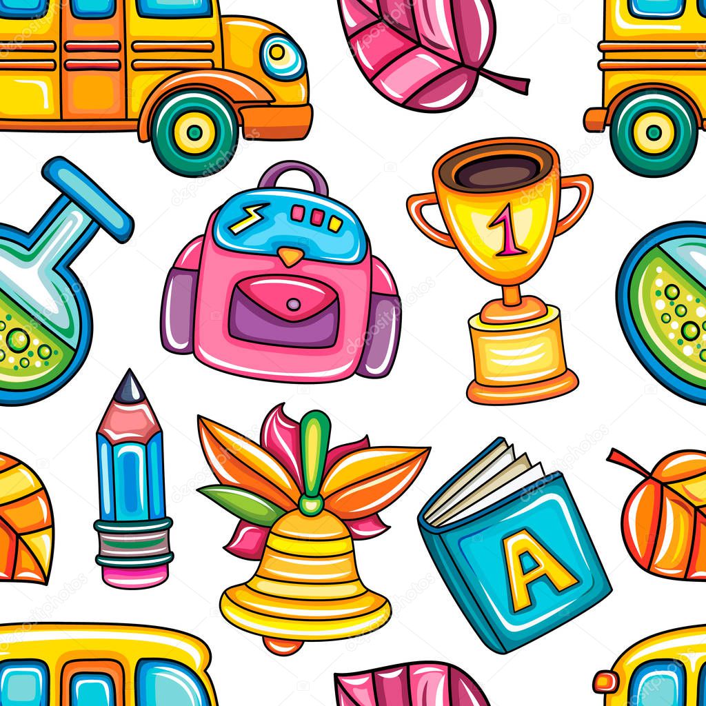 School colorful  seamless vector pattern. 