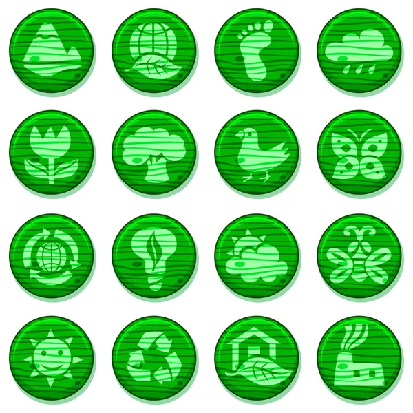 ECO. Conjunto de iconos de entorno de madera — Vector de stock