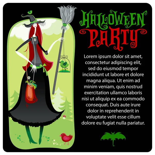 Halloween Witch. Szablon wektor. Serii Halloween — Wektor stockowy