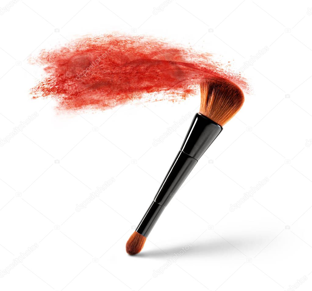 Makeup brush with color powder