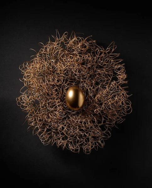 Huevo de oro en un nido de oro — Foto de Stock
