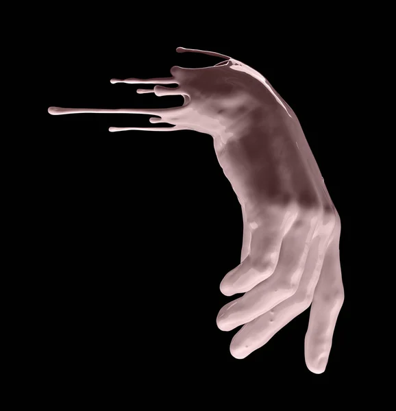 Mão feminina em tinta é cor de carne — Fotografia de Stock