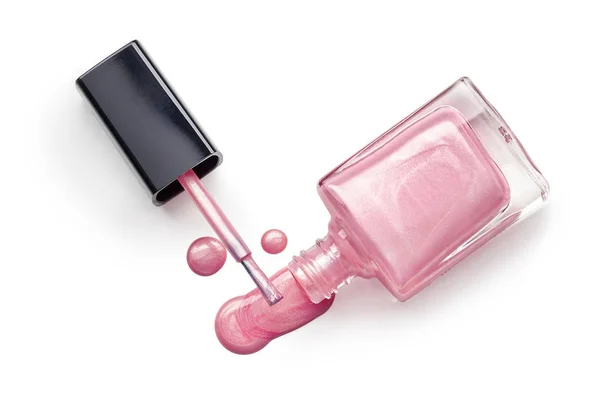 Nail polish of fashionable pink color — Stock Photo, Image