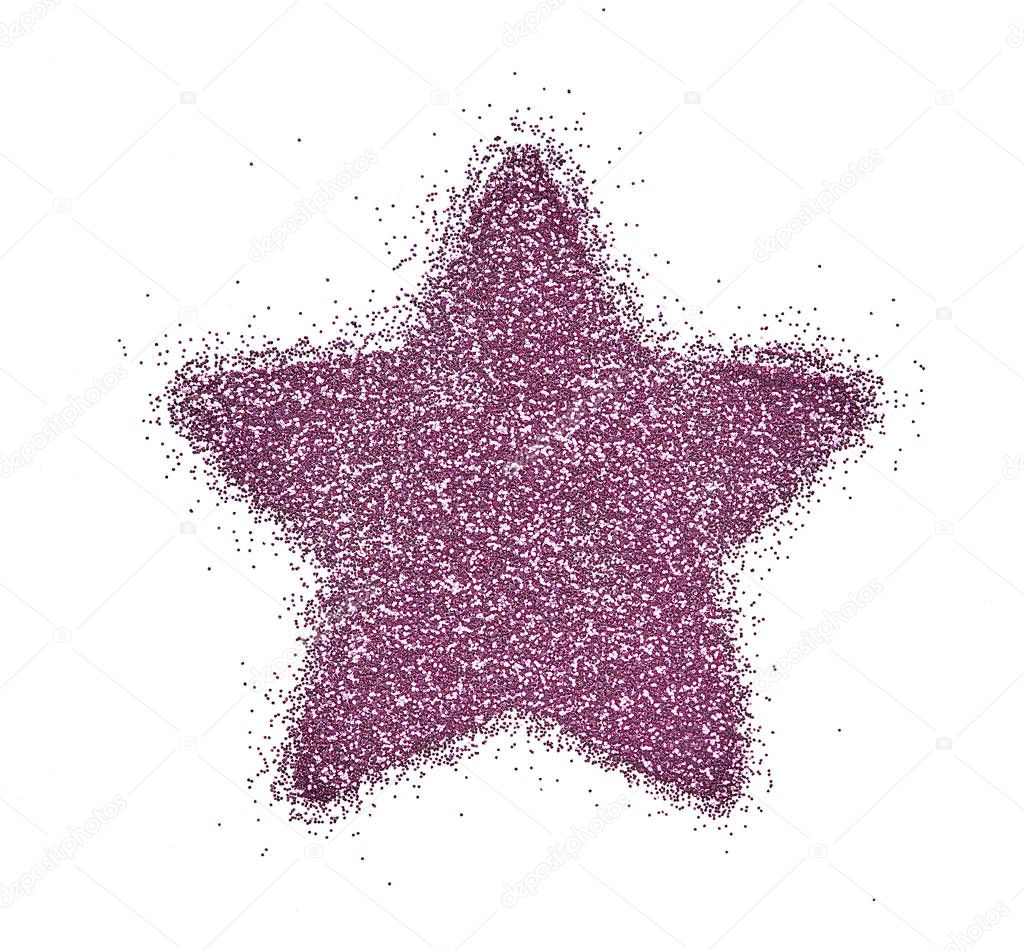 Star made of pink sparkles for make-up
