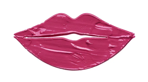 Berdandan merah muda mengoleskan lip gloss — Stok Foto