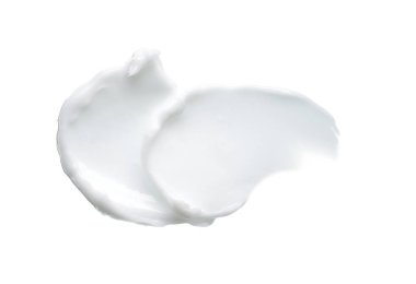 Beyaz desen ve yüz kremi lekesi veya beyaz arkaplanda izole edilmiş beyaz akrilik boya