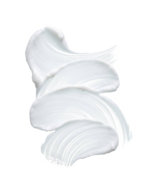 Beyaz desen ve yüz kremi lekesi veya beyaz arkaplanda izole edilmiş beyaz akrilik boya