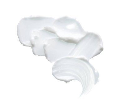 Beyaz desen ve yüz kremi lekesi veya beyaz arkaplanda izole edilmiş beyaz akrilik boya