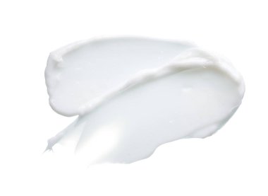 Beyaz desen ve yüz kremi lekesi veya beyaz arkaplanda izole edilmiş beyaz akrilik boya