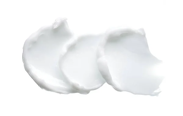 Textura Branca Esfregaço Creme Facial Tinta Acrílica Branca Isolada Fundo — Fotografia de Stock