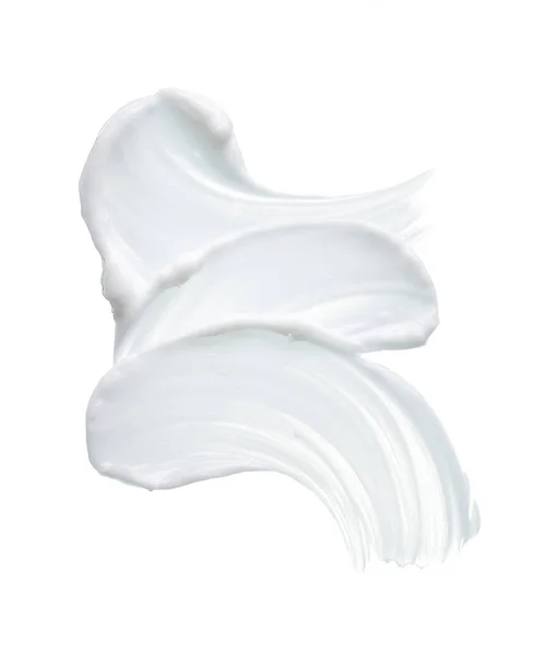 White Texture Smear Face Cream White Acrylic Paint Isolated White — Stock Photo, Image