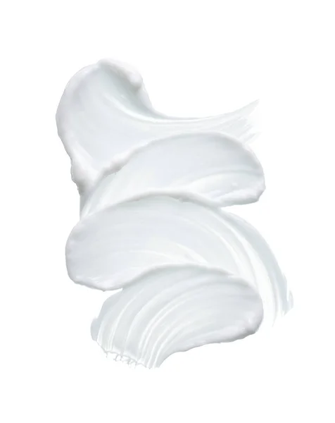 Textura Blanca Frotis Crema Facial Pintura Acrílica Blanca Aislada Sobre — Foto de Stock