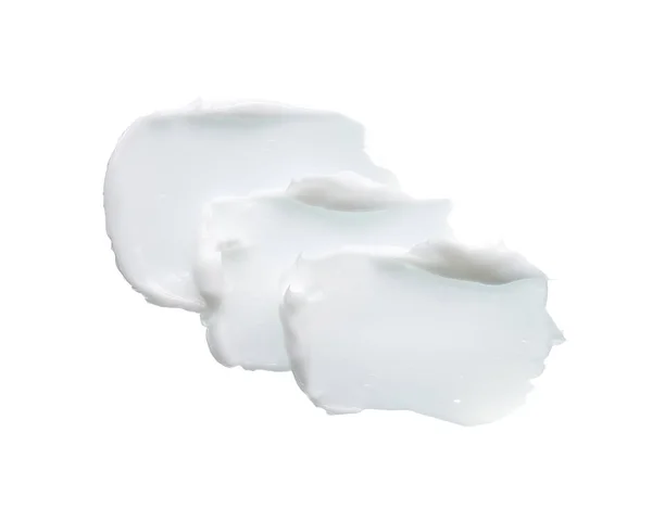 White Texture Smear Face Cream White Acrylic Paint Isolated White — Stock Photo, Image