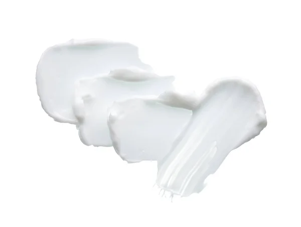 White Texture Smear Face Cream White Acrylic Paint Isolated White — Stock Photo, Image