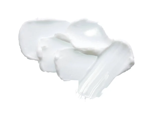 Белая Текстура Мазок Крема Лица Белая Акриловая Краска Изолированы Белом — стоковое фото