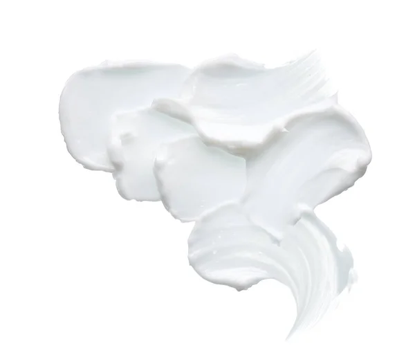 White Texture Smear Face Cream White Acrylic Paint Isolated White — Stock Photo, Image