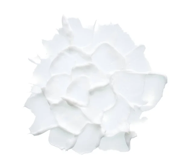 White Texture Smear Face Cream White Acrylic Paint Isolated White — Stock Photo, Image