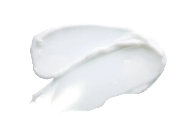 White Texture Smear Face Cream White Acrylic Paint Isolated White — Stock Photo, Image