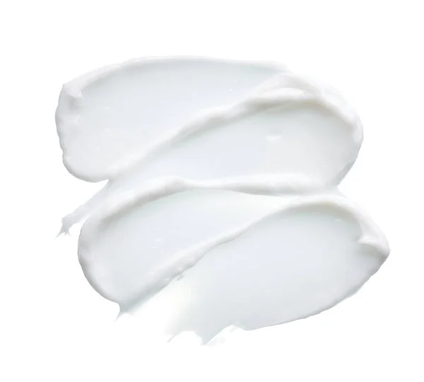 Белая Текстура Мазок Крема Лица Белая Акриловая Краска Изолированы Белом — стоковое фото