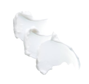 Beyaz desen ve yüz kremi lekesi veya beyaz arkaplanda izole edilmiş beyaz akrilik boya