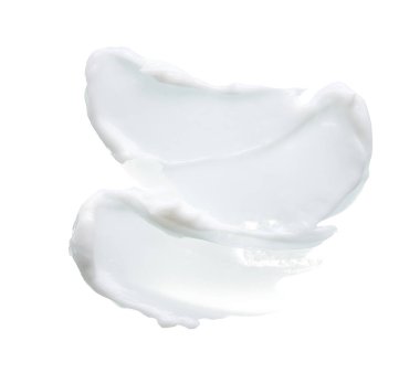 Beyaz desen ve yüz kremi lekesi veya beyaz arkaplanda izole edilmiş beyaz akrilik boya